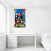 Vintage Japanese Mecha Robot Tin Sign, Red Blue Helmet & Cape, Delux Toy/Anime Metal Poster for Home Wall Decor, 8x12 Inch