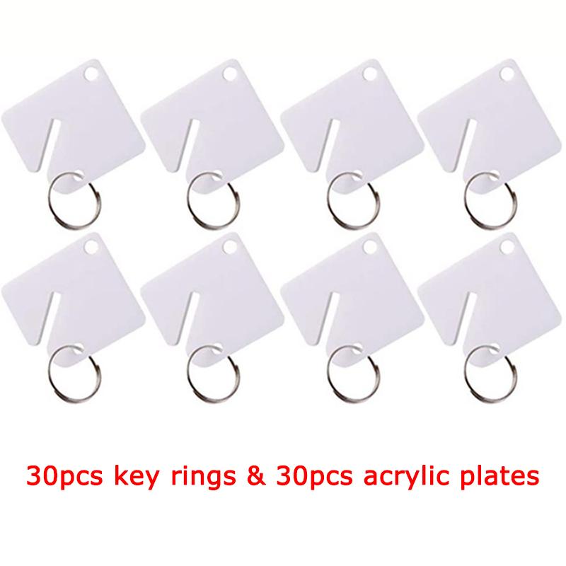 

WTEMPO Blank Acrylic Key Ring Label, Acrylic Key Buckle, Acrylic Key Classification Label, Key Cabinet Receipt Card 60pcs белый
