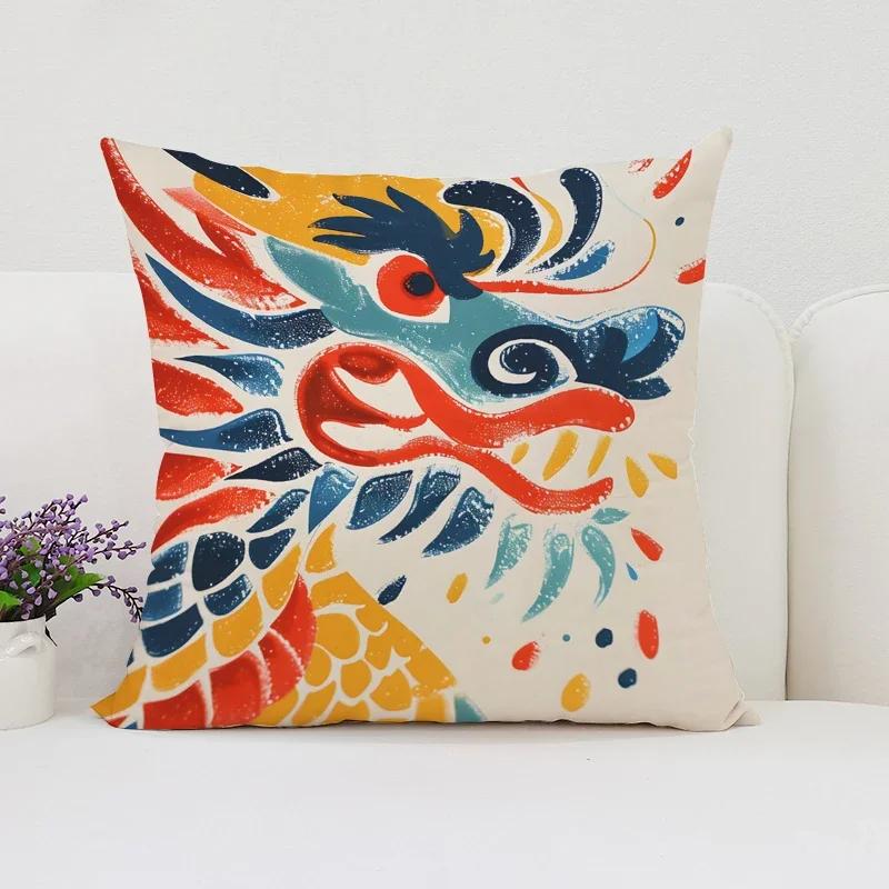 40x40 Cushion Cover Dragon Pattern Decorative Pillow Cover Sofa Cushion Cover Home Decor Chair Waist Cushion 50x50