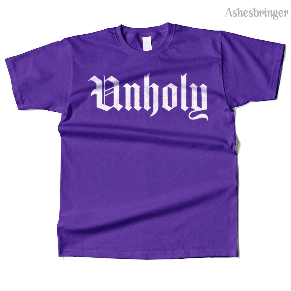 Mens Cotton Unholy Champion Graphic High Quality T Shirt Street Casual Style Tee for Men and Women