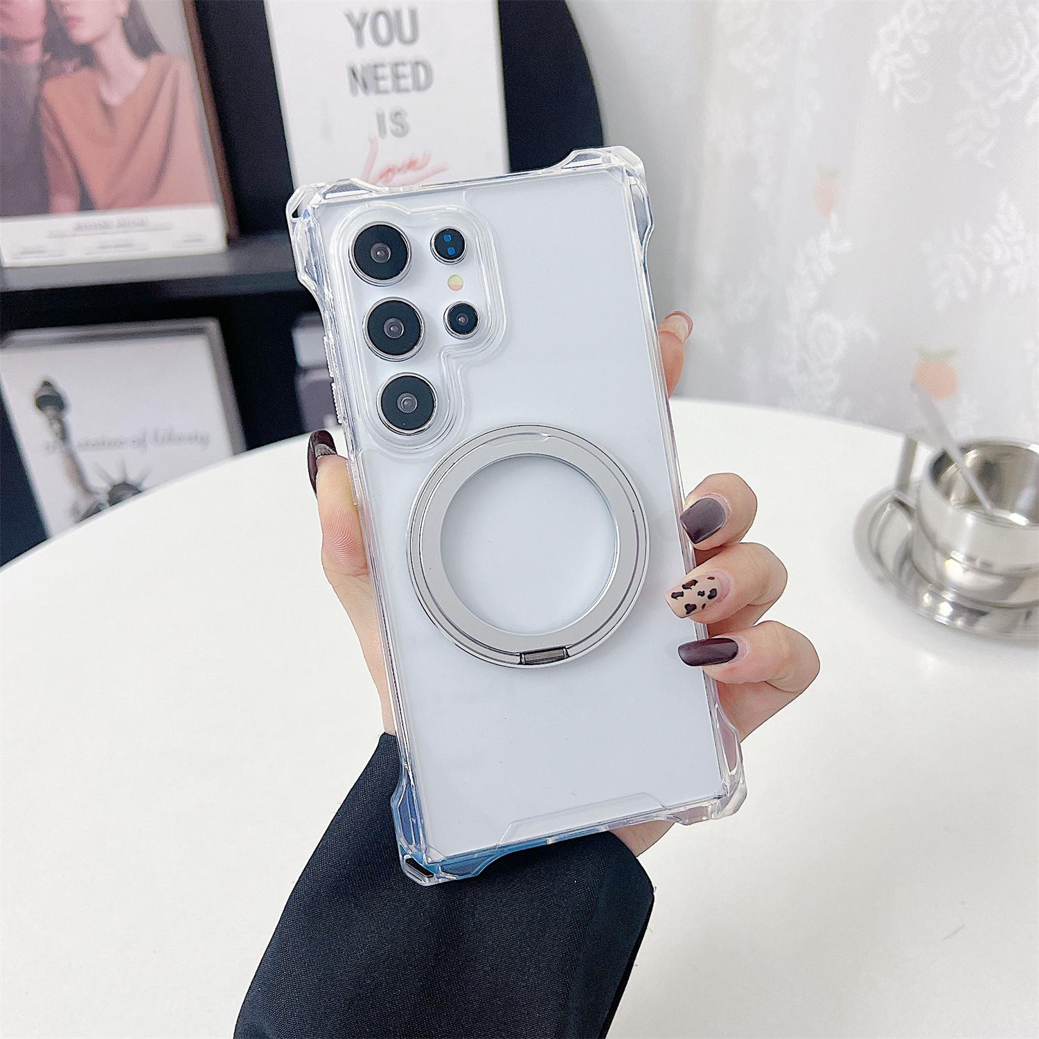 

For Samsung Galaxy S24 Ultra Magnetic Case Ring Kickstand TPU + PC Phone Cover B