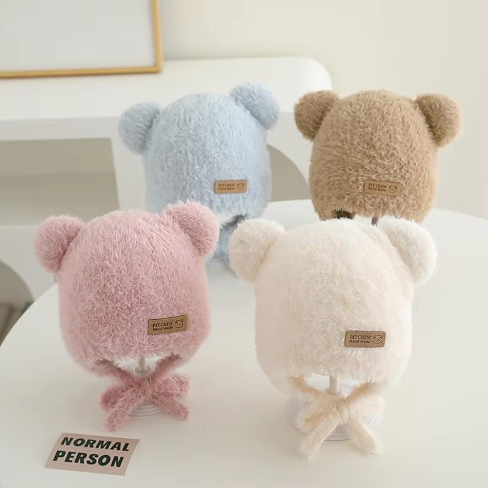 Plush Earmuffs Cap Solid Velvet Toddler Warm Headgear Cute Kids Beanies Winter
