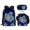 Trendig Beliebt Neuheit Lustig Schmetterling 3D-Druck 3 Stück/Set Schüler Schultaschen Laptop Tagesrucksack Rucksack Lunchtasche Federmäppchen
