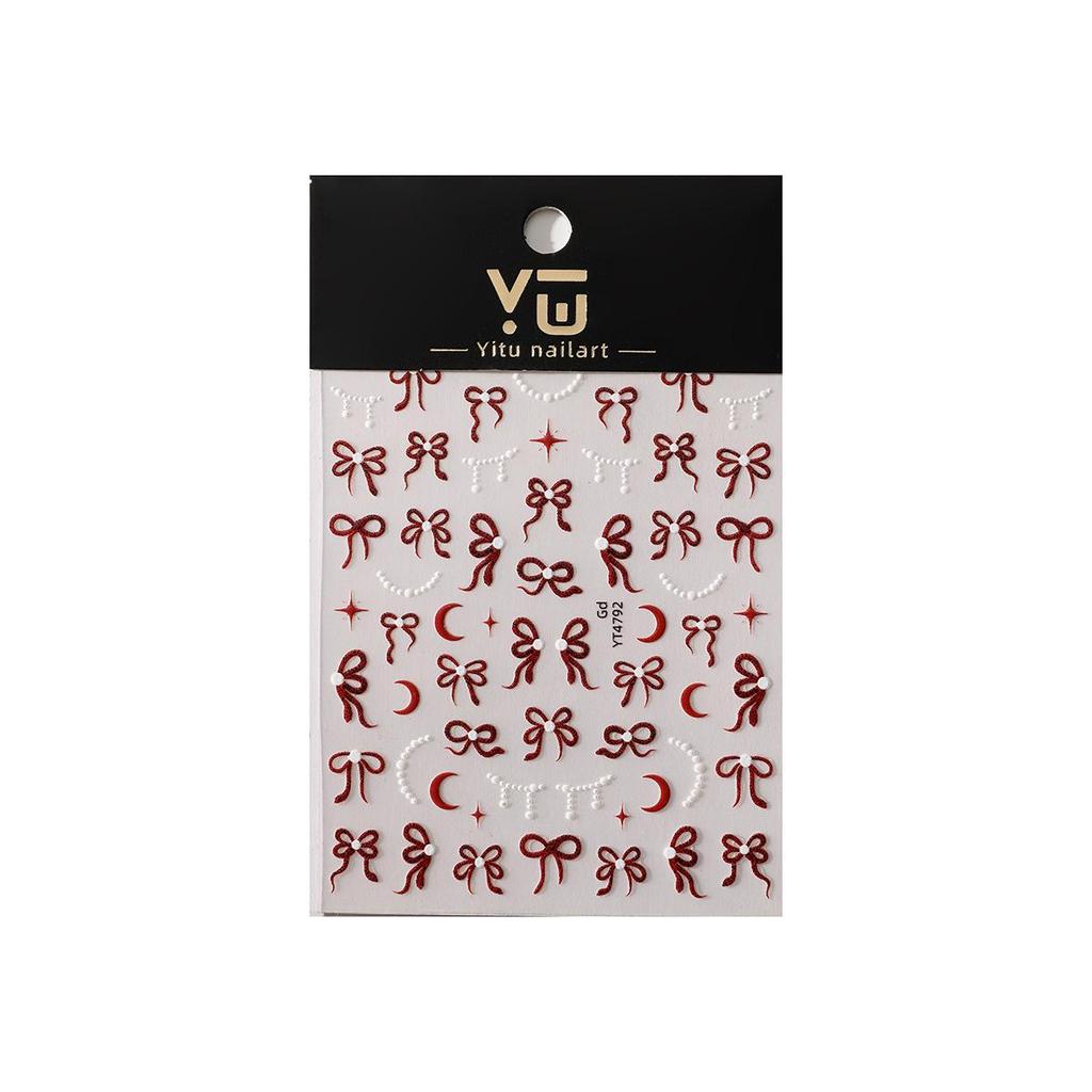 Embossed Bow & Star Moon Nail Stickers - Hot Stamping Decals for Nail Art Decoration