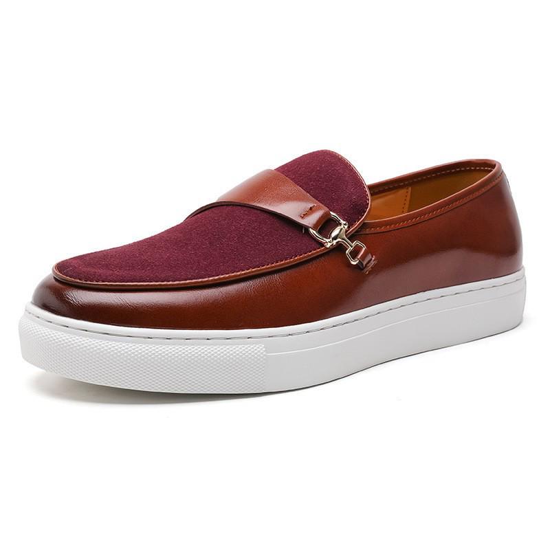 Men s Retro Leather Horsebit Loafers - Thick-Soled British Slip-On Casual Moccasins. 39