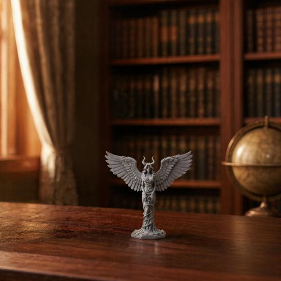 Demon Angel Statue, 3D Printed Wings Matte Texture, Fall-Resistant Ornament for Desk Study Entrance Hall Decoration