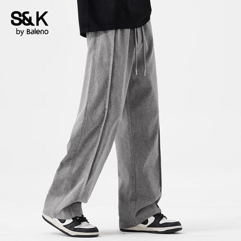 

Baleno S&K Men s Relaxed Fit Straight Leg Faux Denim Casual Trousers M