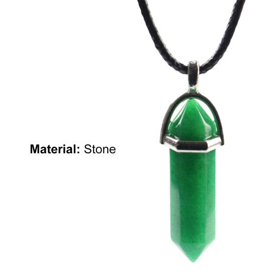 Schwarzes Seil Verstellbare Exquisite Damen Halskette Natürlicher Sechseckiger Stein Drahtumwickelter Anhänger Halskette Schmuckzubehör