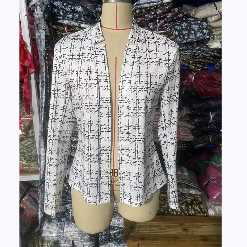 Long Sleeve Oversized Vintage Plaid Causal Loose Autumn Spring Blazer Jackets for Women Outerwear Clothes Coat