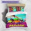 3pcs Custom Name Stumble Guys Bedding Set Duvet Cover Closure Includes 1 Duvet Cover & 2 Pillowcases for All Seasons Bedroom Decor