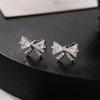 Luxe Copper Bow Stud Earrings & Pendant Set with Zircon - Handmade Designer Jewelry Accessory