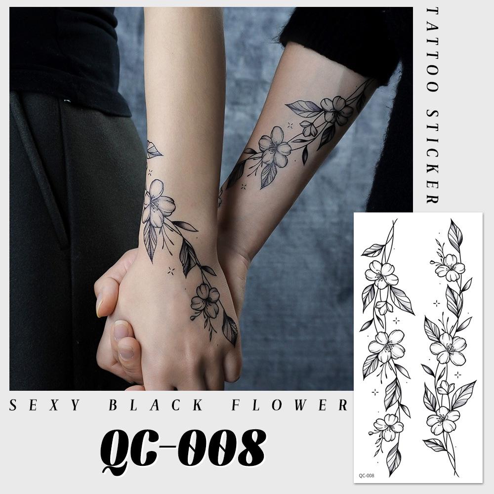Ruikalong Black and White Butterfly Rose Waterproof Tattoo Sticker 100x210 mm