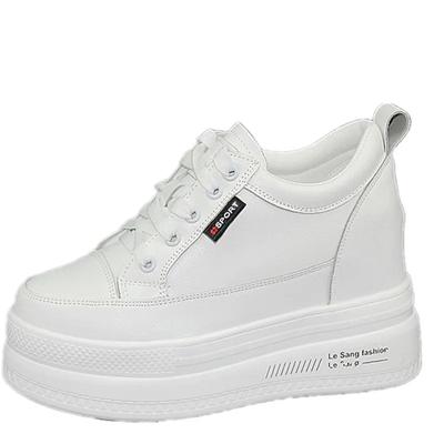 Damen Atmungsaktive Sneaker Erhöhte Plateauschuhe 10cm Freizeit-Schuhe Leder Weißschuhe 2024 Damen Vulkanisierte Schuhe