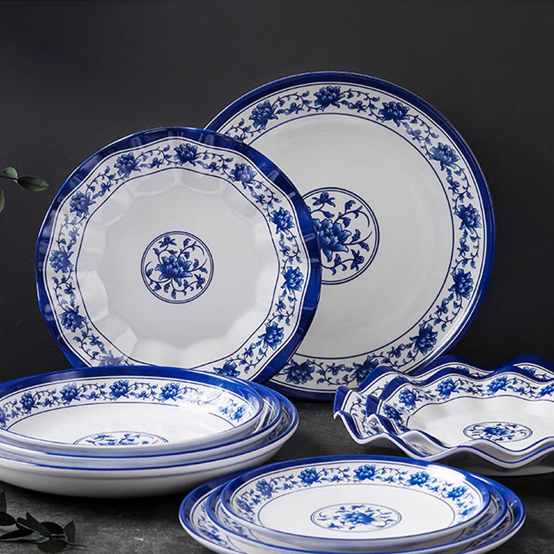 VAKADA Blåvita Melamintallrikar (5-pack)