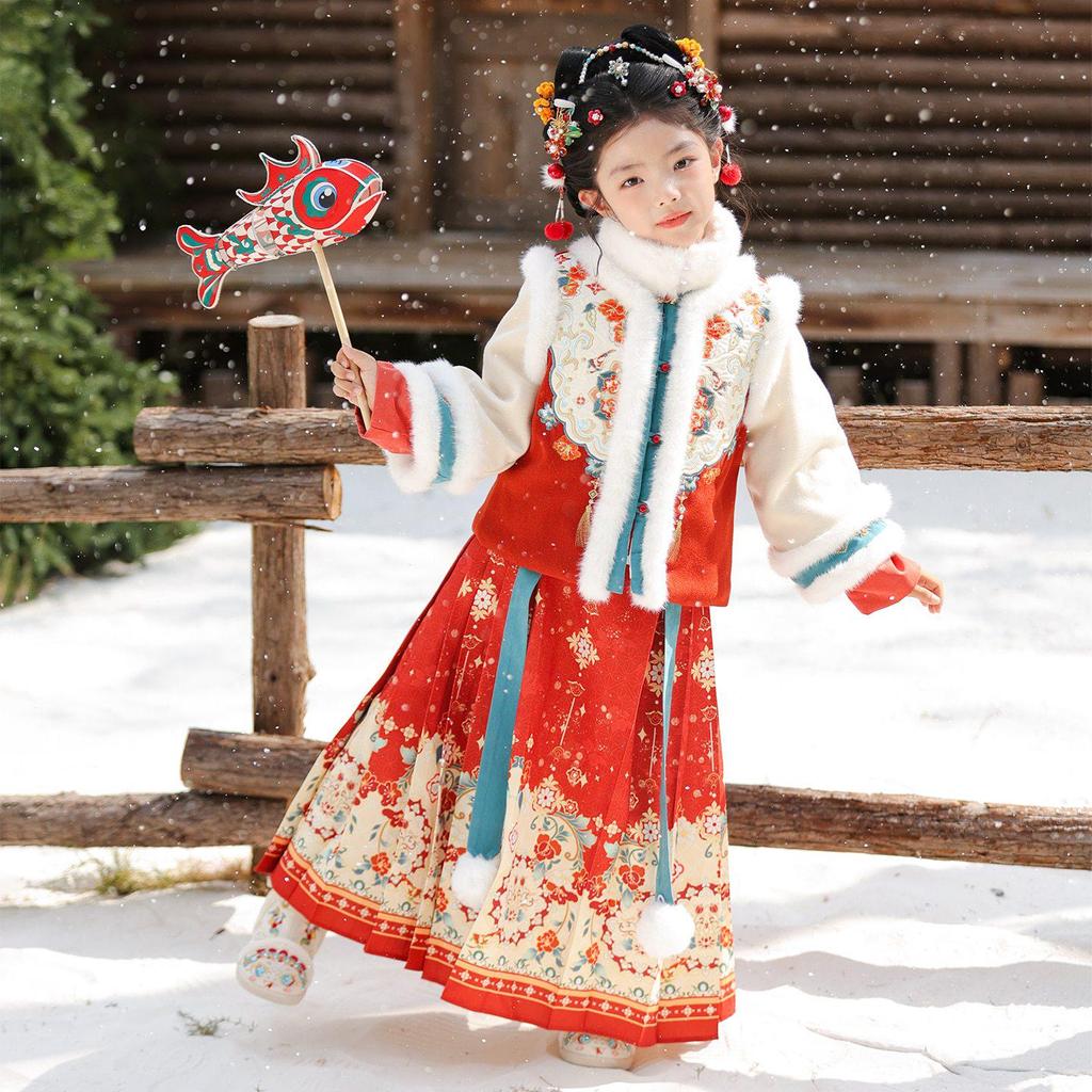 Combinaison d'hiver Tang Hanfu pour bébé fille 2025: Robe chinoise du Nouvel An élégante en coton épais