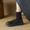 Krazing Pot Microfiber Autumn Winter Shoes Thick High Heels Flat Platform Size 43 Motorcycle Boots Knitwear Ankle Boots