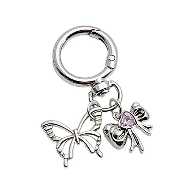 Elegant Alloy Butterfly Bows Charm Phone Charm Women's Accessory Bag Pendant Handbag Ornament Keyring for Ladies