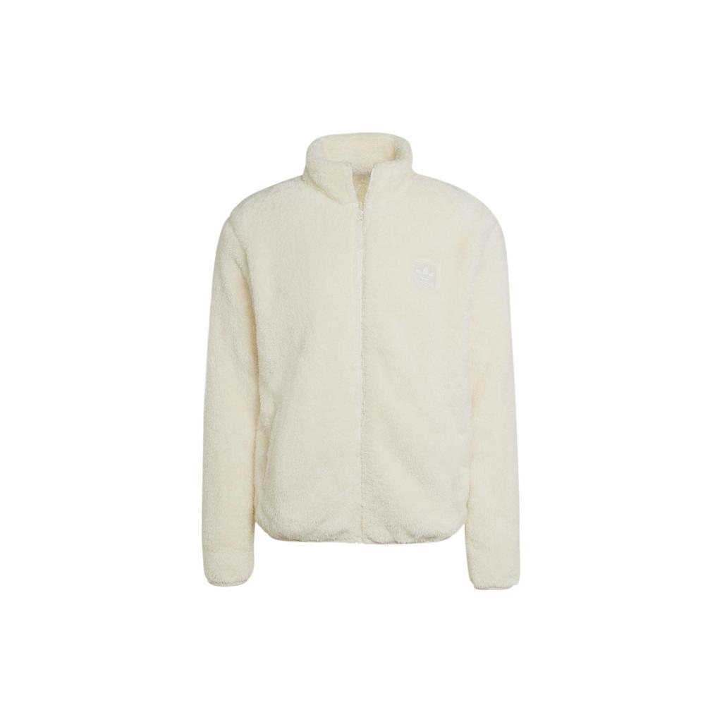 Adidas Originals Solid Color Logo Collar Jacket Men Jackets Off-White HR8622