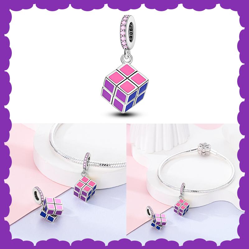 New Copper Fashion Rubik'S Cube Kitten Swing Skull Charm Bead For 3Mm Bracelet Diy Fine Jewelry Making Gift