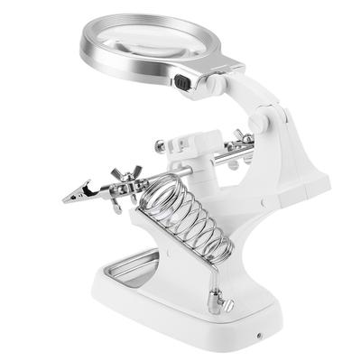 Metal Magnifying Glass 360° Rotating LED Light Efficient Desktop Tool for 3X/4.5X Maintenance