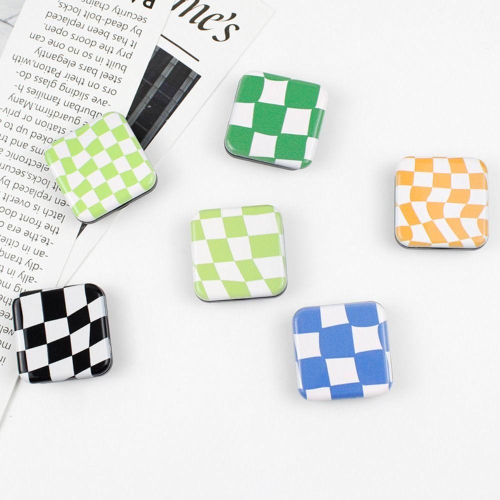 Her Women Girls Folding Phone Bracket Makeup Mirror Plaid Mirror Phone Stand Holder Cosmetic Mirror