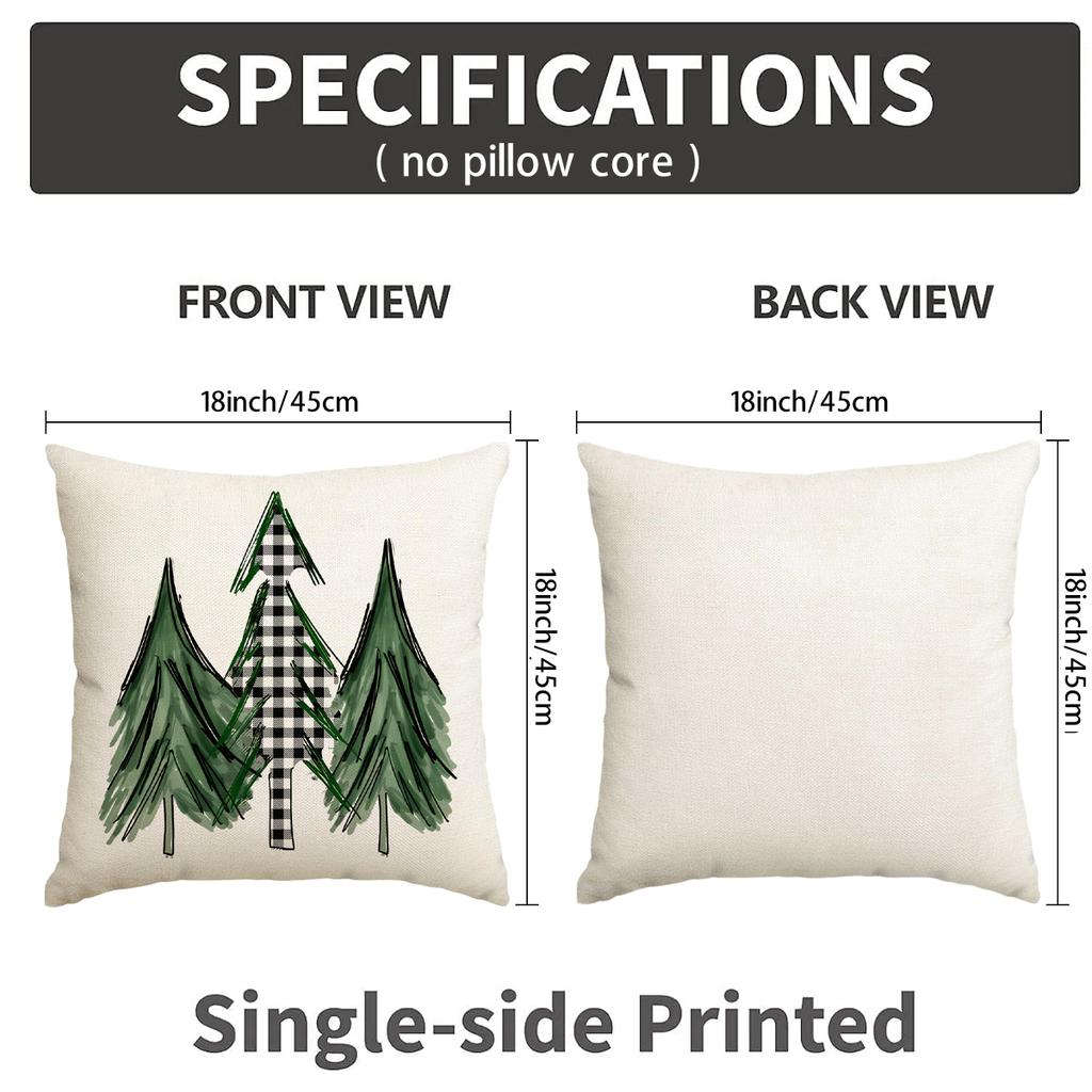 1/4Pcs Gray Christmas Pillowcases, Vintage Truck Christmas Tree Printed Cushion Covers, Winter Holiday Home Sofa Decorations