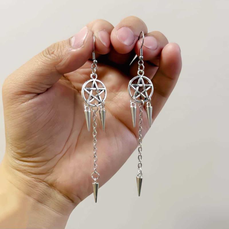 Gothic Five-Pointed Star Earrings: Supernatural Wizard Gift