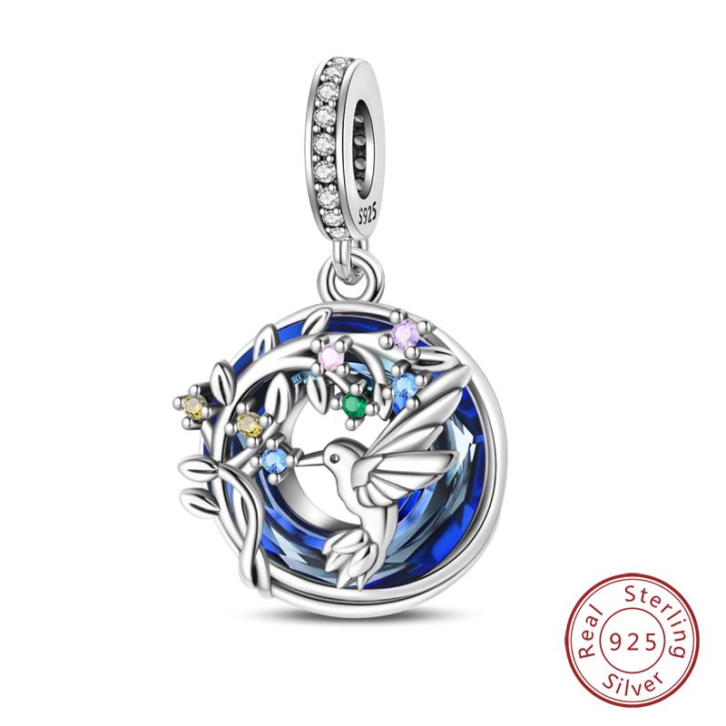 100% Copper Blue Crystal Life Tree Angel Star Moon Pendants Charms Fit Qikaola Original Bracelets Diy Jewelry