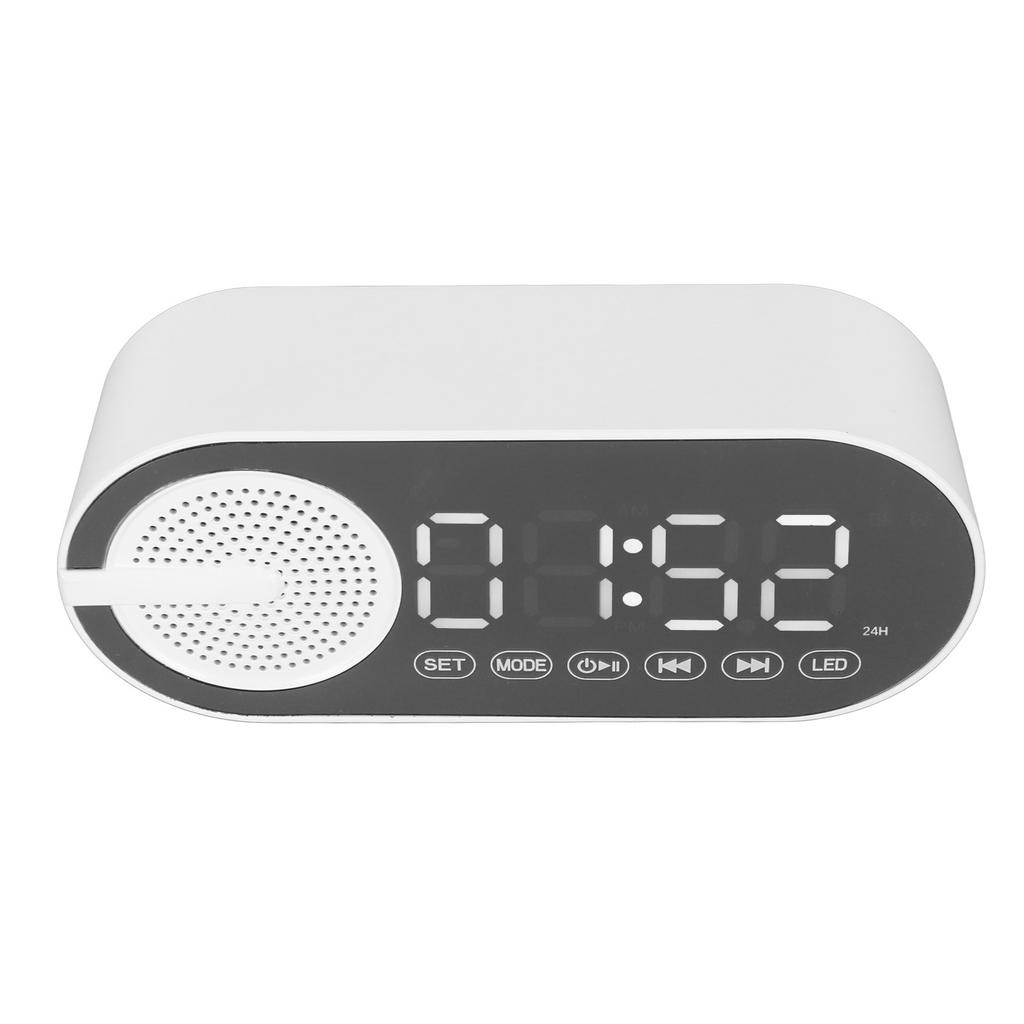 Bluetooth 5.0 Speaker Mirror Clock Heavy Bass FM Radio Rechargeable Digital Alarm Clock with Dual
