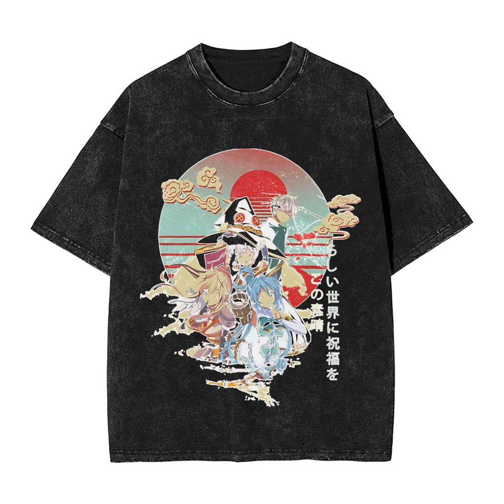 Megumin Konosuba T-Shirt Harajuku T-Shirts Short-Sleeved Streetwear Tops Summer Casual O Neck Oversized Tees