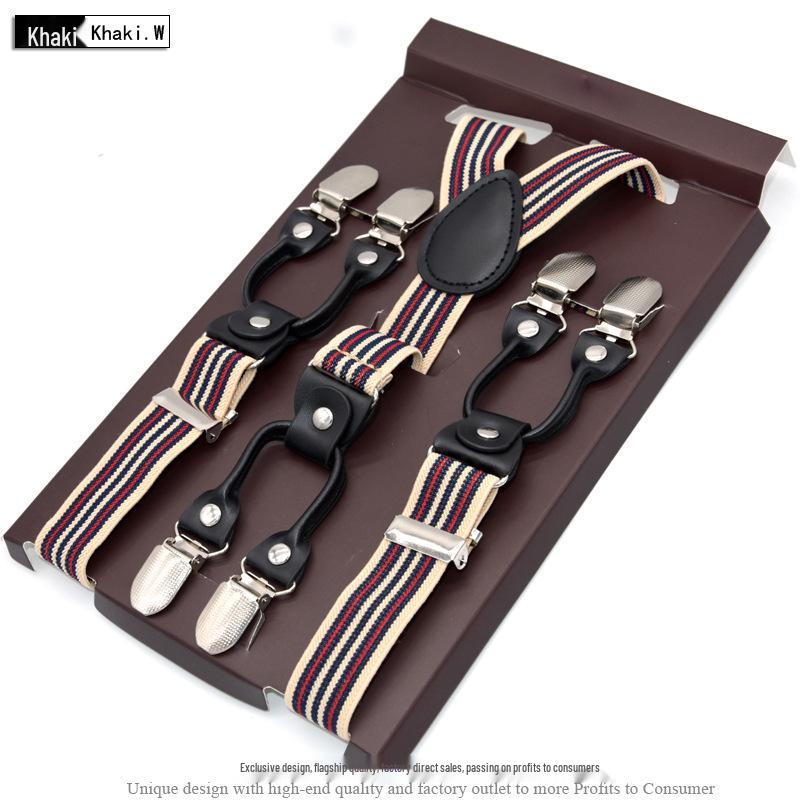Unisex 2.5cm Six-Clip Elastic Business Suspenders