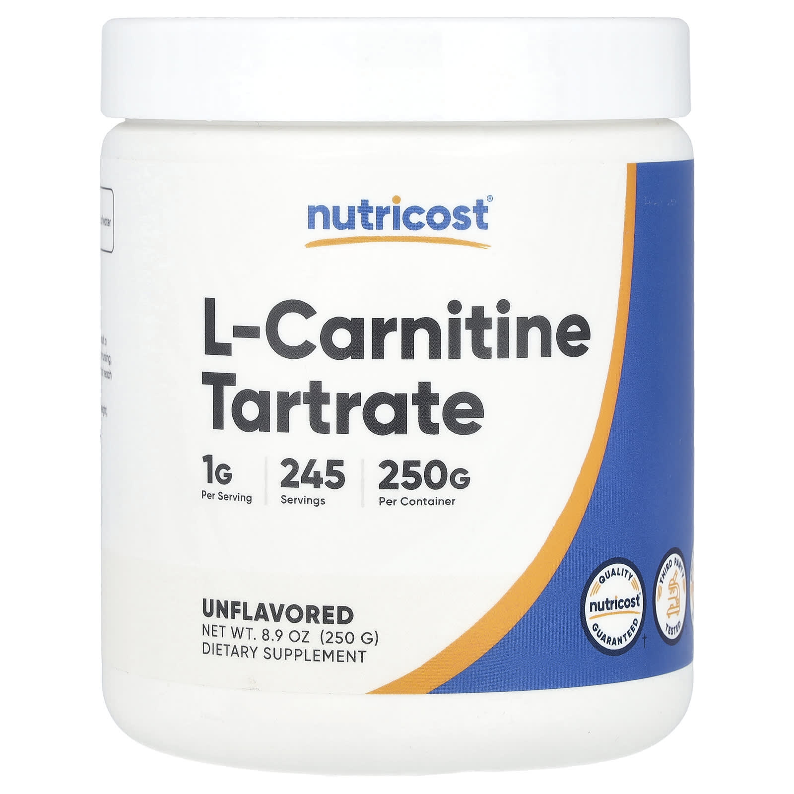 

Nutricost, l-Carnitine Tartrate, Unflavored, 8.9 oz (250 g)