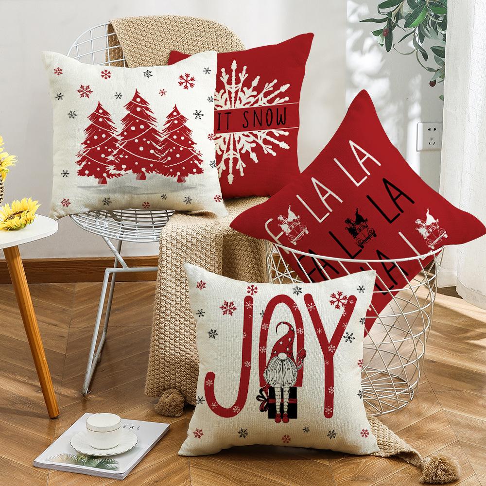 New Christmas Pillow Cartoon Dwarf Christmas Tree Snowflake Home Cushion Pillow Cover