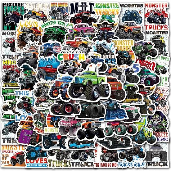 50PCS Monster Truck Stickers, Truck Car Stickers for kids, Car Stickers Waterproof for Water Bottles Skateboard Car Bike Phone Case Laptop Suitcase,