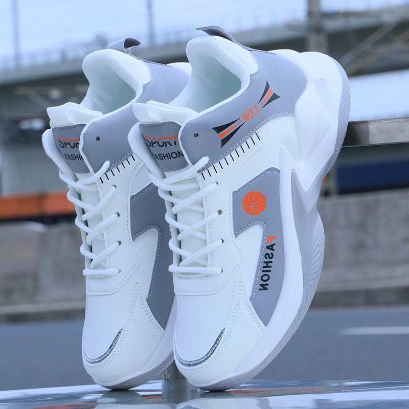 Men's High-Top Mesh Basketball Shoes, Breathable Non-Slip Sports Sneakers for Spring/Summer - Versatile White Running Shoes for Students