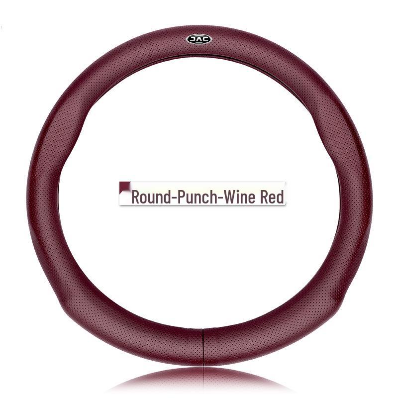 Genuine Leather Steering Wheel Cover for JAC Refine A60S3/Heyue A13, Ultra-Thin Design