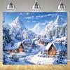 Christmas Snowy Village  Forest  Scene Decoration Background Winter Photography Backdrop Decorations For Photo Studio Photo Booth Christams Party