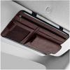 Car Sun Visor Organizer, Leather Sun Visor Pocket Organizer Case With Multi-Pocket Net Zipper, Suede Note Holder Car Visor Storage Pouch For Card Pen