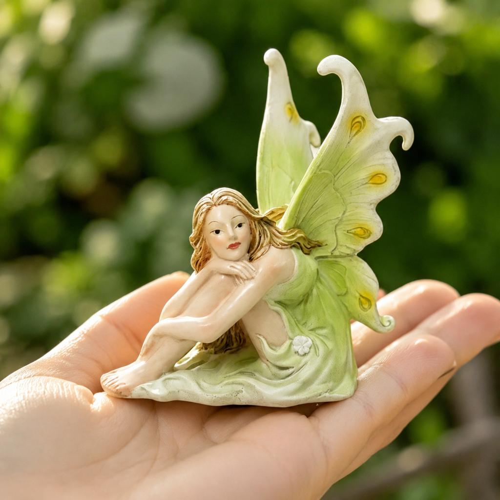 Fairy Figurine Garden Ornament Resin Fairy Statue Decorative Miniature Fairy Sculpture for Indoor Outdoor Home Garden Patio Decoration