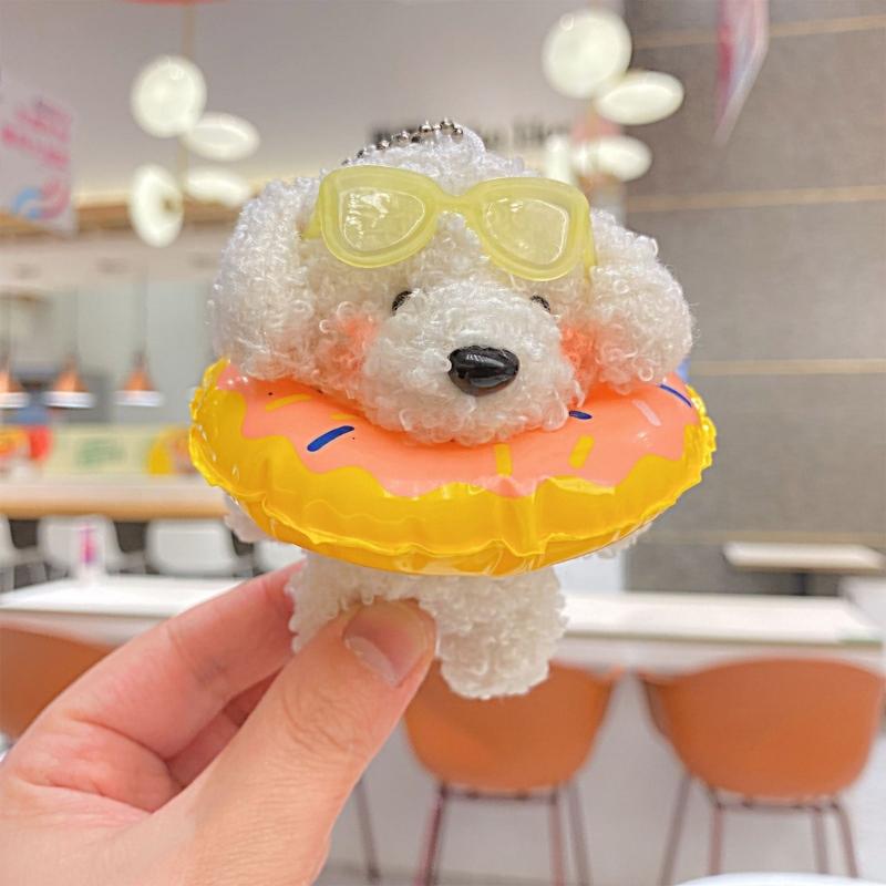 Small Dog Keychain Soft and Adorable Stuffed Animal for Bags and Keys Personalized Keyrings Decoration for Women's Bag