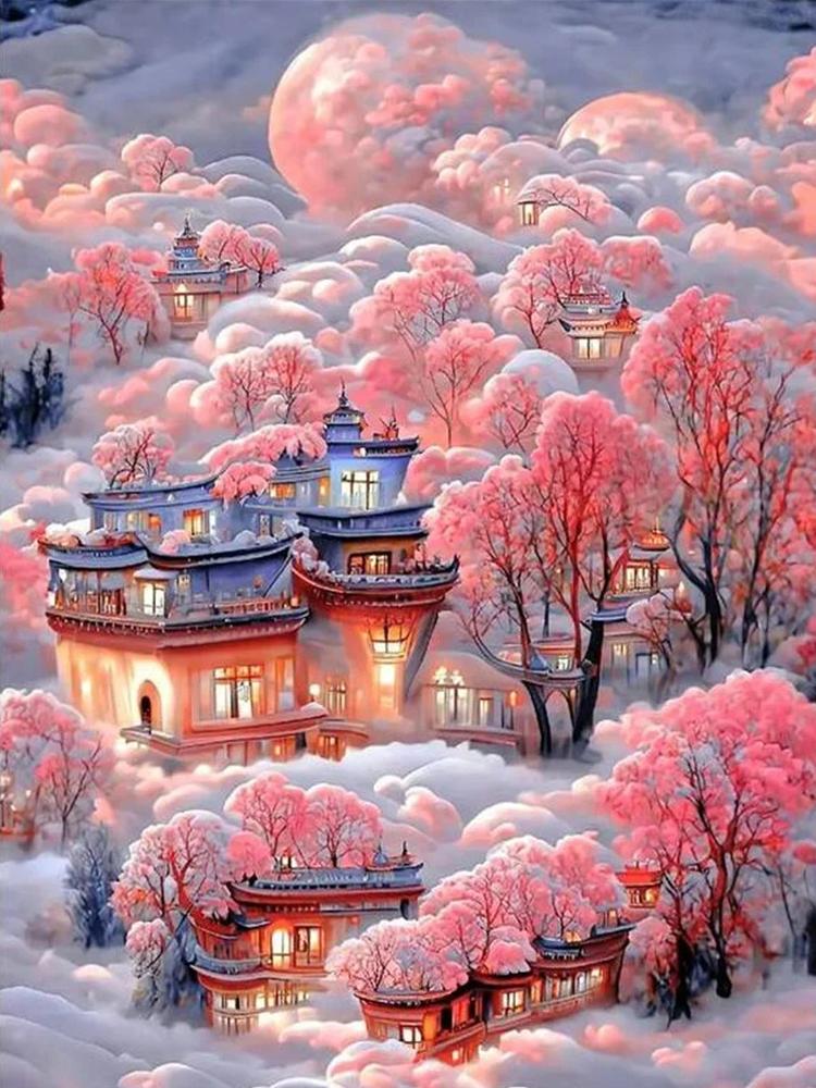 Sea Of Clouds Castle Dream Scenery Personality DIY Full Drill Diamond Decorative Painting