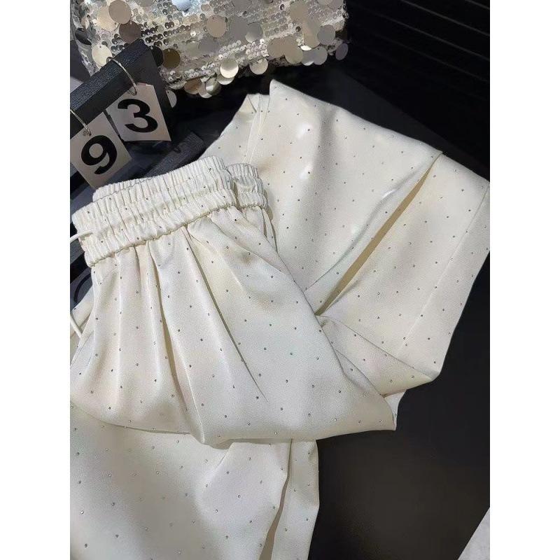 Pantalon large pour femme Mode Cordon de serrage Taille haute Pantalon droit Pantalon décontracté