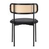 Velvet Dining Chair, Set of 2, Modern, Simple Leisure Chair with Four Metal Support Legs, Rattan Leisure Chair, Living Room and Bedroom Chair, Black