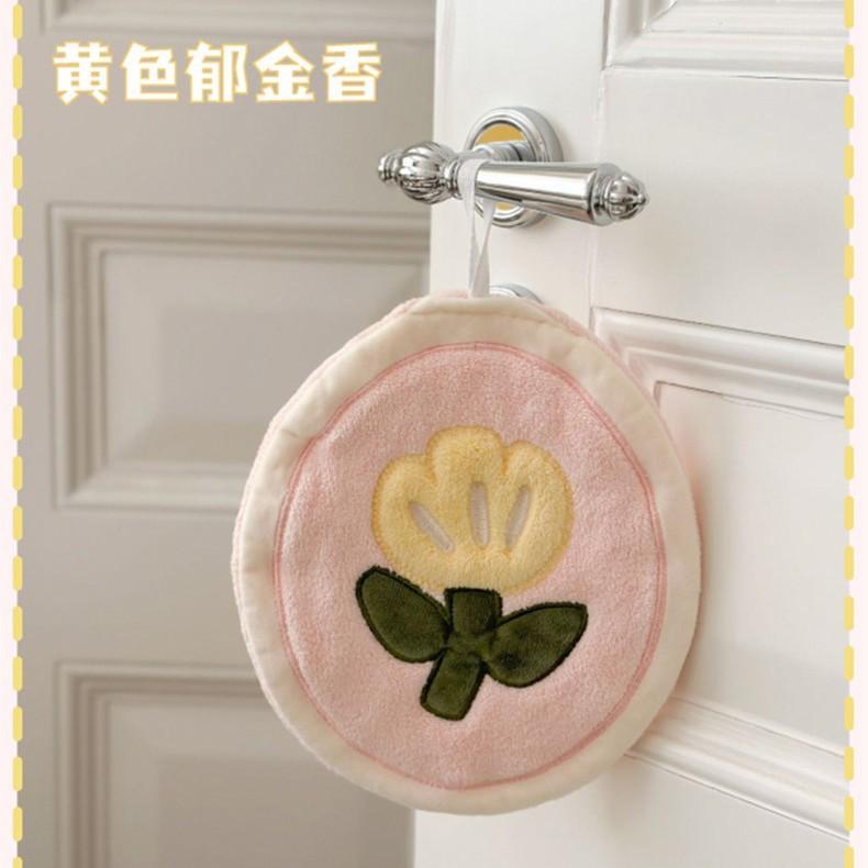 Household hanging large coral fleece cute tulip soft absorbent bathroom small towel kitchen hand towel