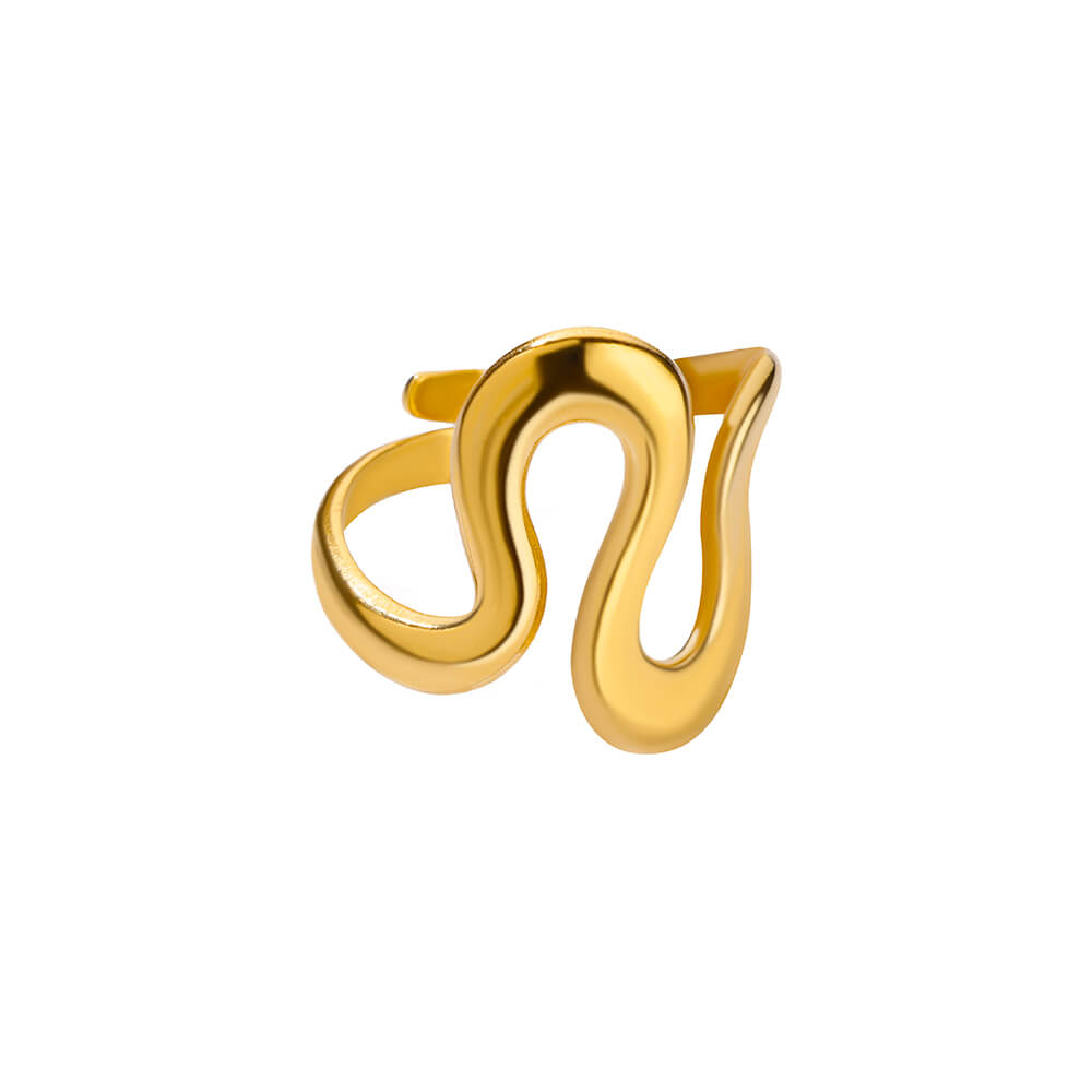 Irregular Geometric Glossy Stainless Steel Open Rings For Women Minimalist Gold Adjustable Wedding Ring Female Jewelry