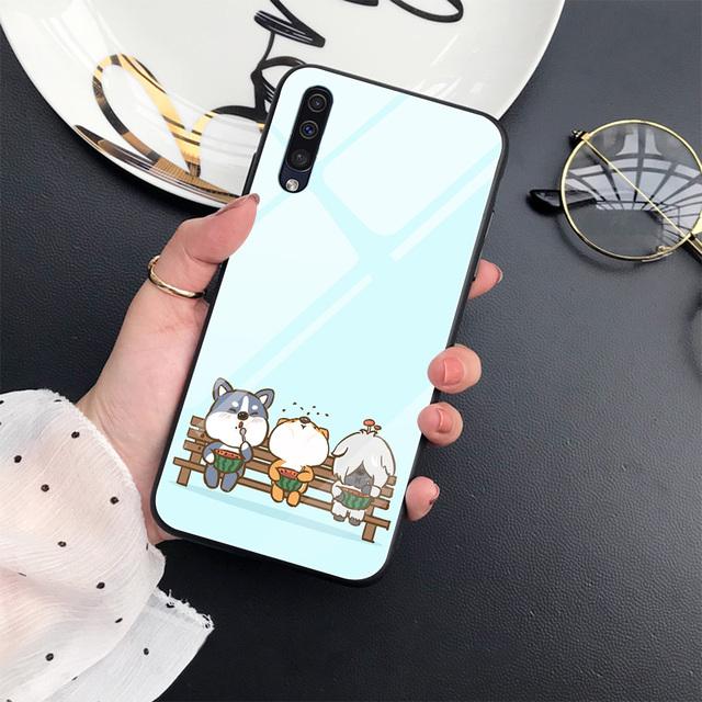 Süße Corgi Hund Hülle für Samsung Galaxy A52 A70 A71 A73 A53 A13 5g A03 A72 A22 A21s A03 Core A42 Gehärtetes Glas Cartoon Cover