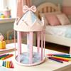Hair Accessory Display Stand Plush Tabletop Storage for Dresser Vanity, Barrette Holder with Vertical Hanging Bands for Daily Styling
