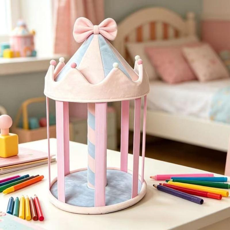 Hair Accessory Display Stand Plush Tabletop Storage for Dresser Vanity, Barrette Holder with Vertical Hanging Bands for Daily Styling