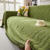 High Quality Waterproof Chenille Sofa Cover Cloth Green Striped Sofa Cushion Four Season Universal 3  Seat All Inclusive Blanket