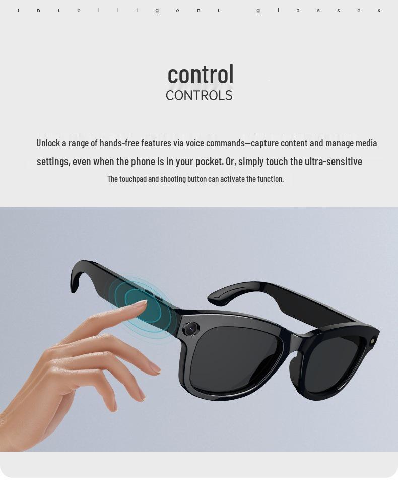 AI Smart Sunglasses: HD Camera, Anti-Shake Photo & Video Recording, Bluetooth Connectivity.
